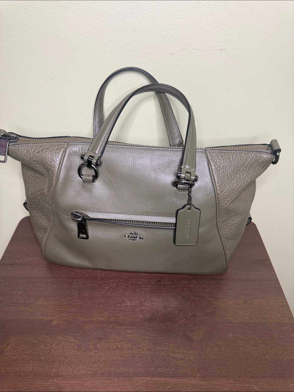 Coach Olive Leather Satchel with Top Handles